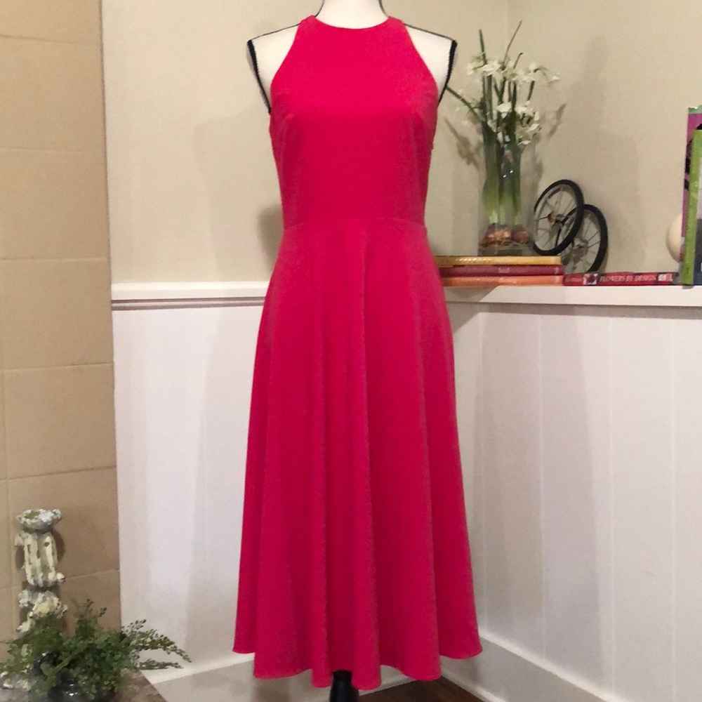 Halston Heritage Fuchsia Halter Midi Dress